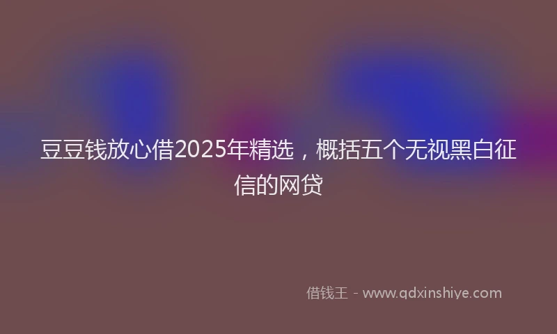 豆豆钱放心借2025年精选，概括五个无视黑白征信的网贷