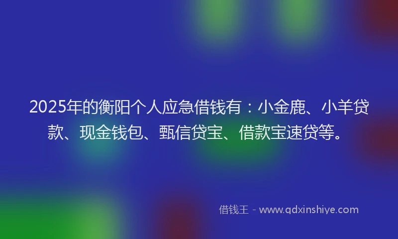 2025年的衡阳个人应急借钱有：小金鹿、小羊贷款、现金钱包、甄信贷宝、借款宝速贷等。