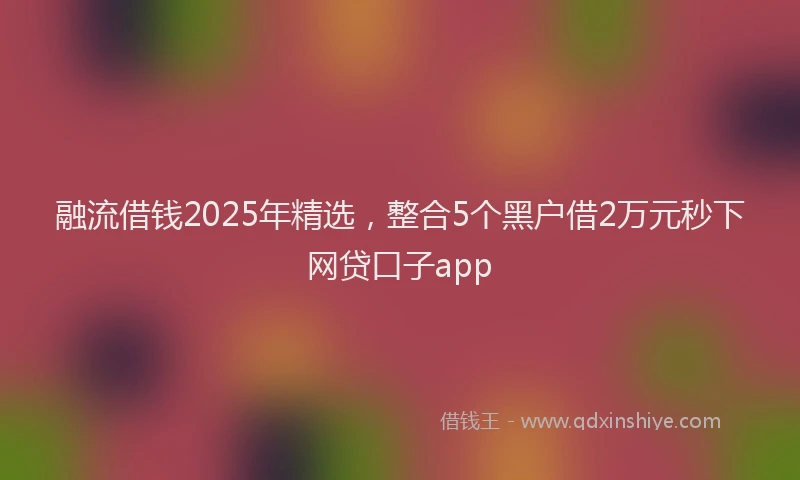 融流借钱2025年精选，整合5个黑户借2万元秒下网贷口子app