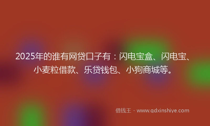 2025年的谁有网贷口子有：闪电宝盒、闪电宝、小麦粒借款、乐贷钱包、小狗商城等。