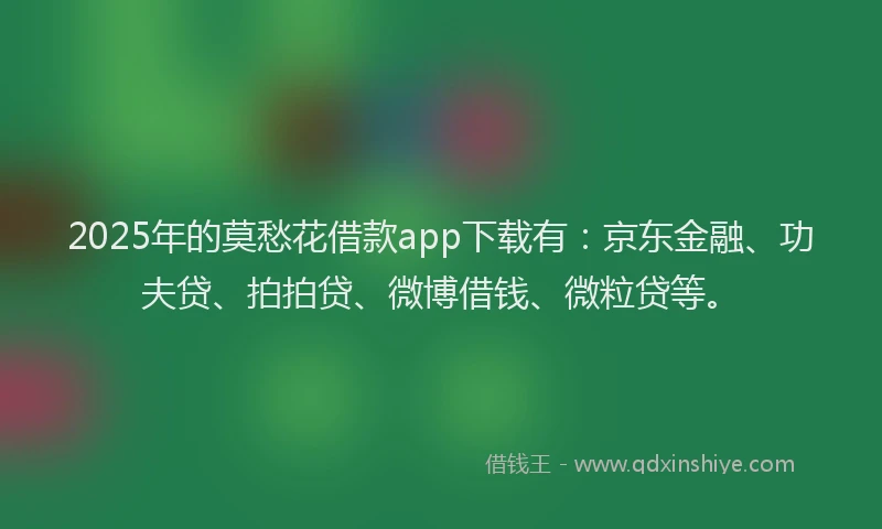 2025年的莫愁花借款app下载有：京东金融、功夫贷、拍拍贷、微博借钱、微粒贷等。