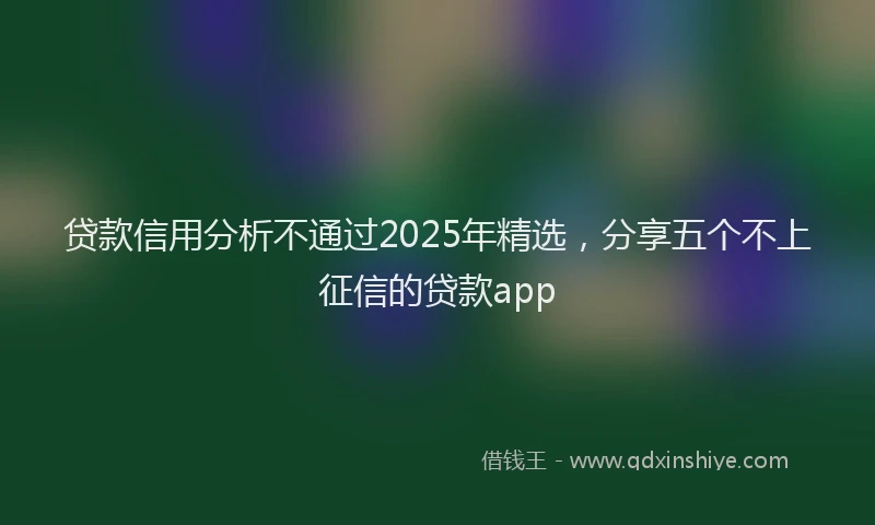 贷款信用分析不通过2025年精选，分享五个不上征信的贷款app