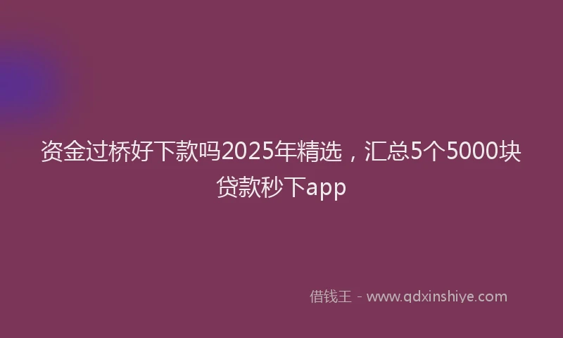资金过桥好下款吗2025年精选，汇总5个5000块贷款秒下app