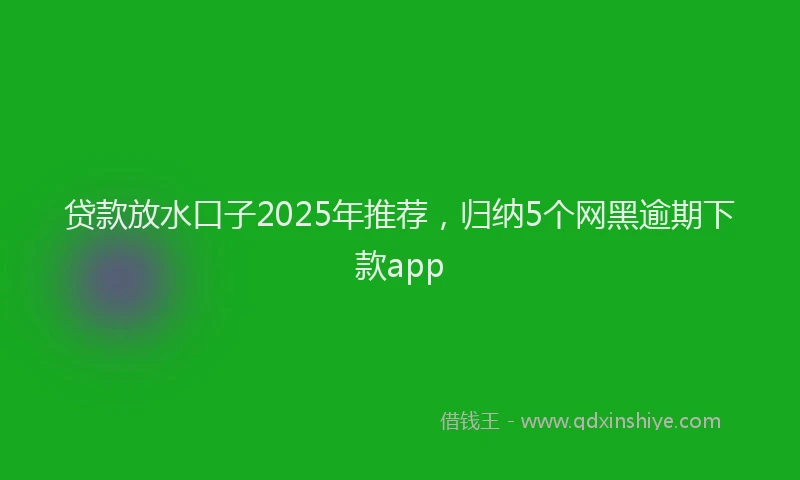 贷款放水口子2025年推荐，归纳5个网黑逾期下款app