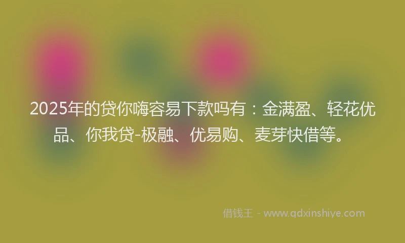 2025年的贷你嗨容易下款吗有：金满盈、轻花优品、你我贷-极融、优易购、麦芽快借等。