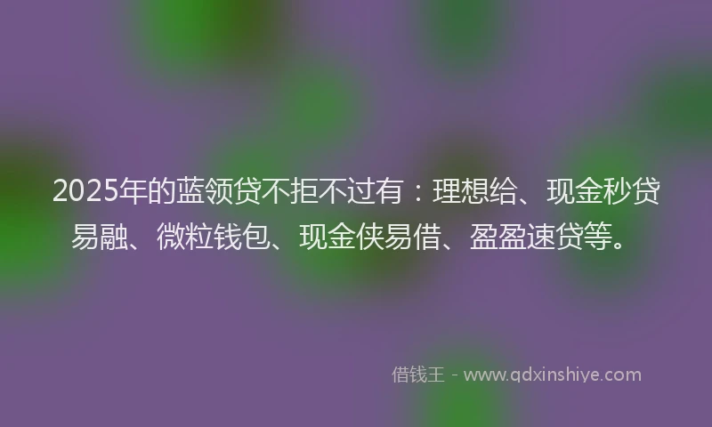 2025年的蓝领贷不拒不过有：理想给、现金秒贷易融、微粒钱包、现金侠易借、盈盈速贷等。