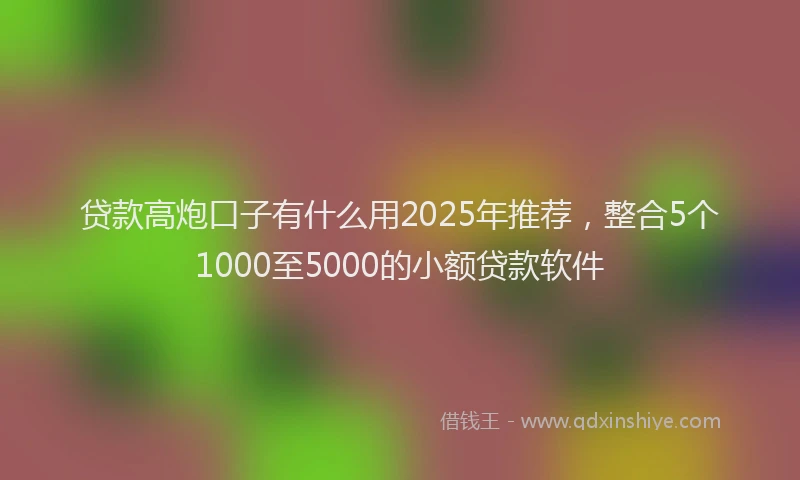 贷款高炮口子有什么用2025年推荐，整合5个1000至5000的小额贷款软件