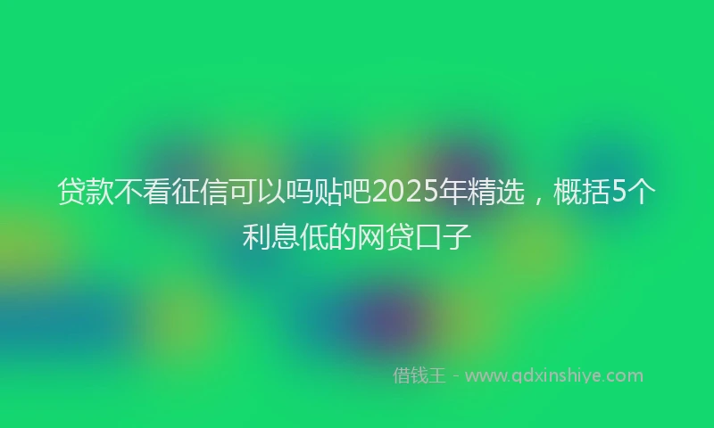 贷款不看征信可以吗贴吧2025年精选，概括5个利息低的网贷口子