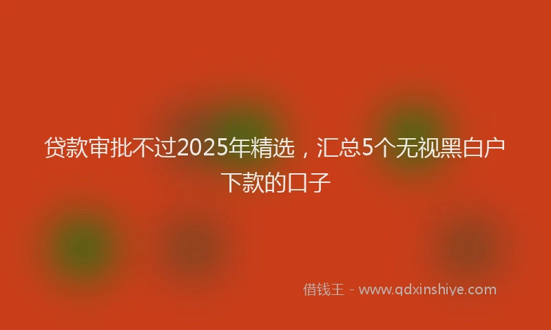 贷款审批不过2025年精选，汇总5个无视黑白户下款的口子