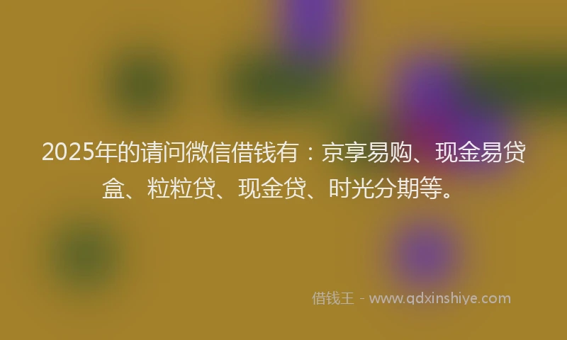 2025年的请问微信借钱有：京享易购、现金易贷盒、粒粒贷、现金贷、时光分期等。