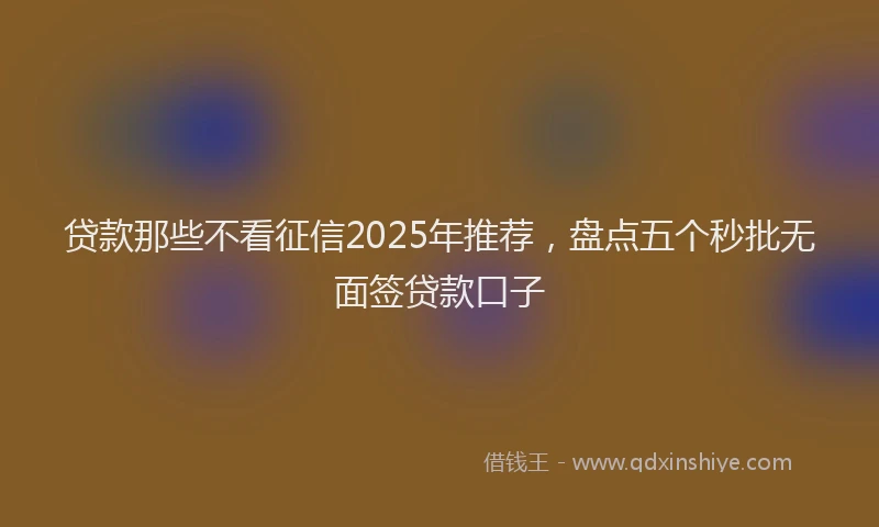 贷款那些不看征信2025年推荐，盘点五个秒批无面签贷款口子