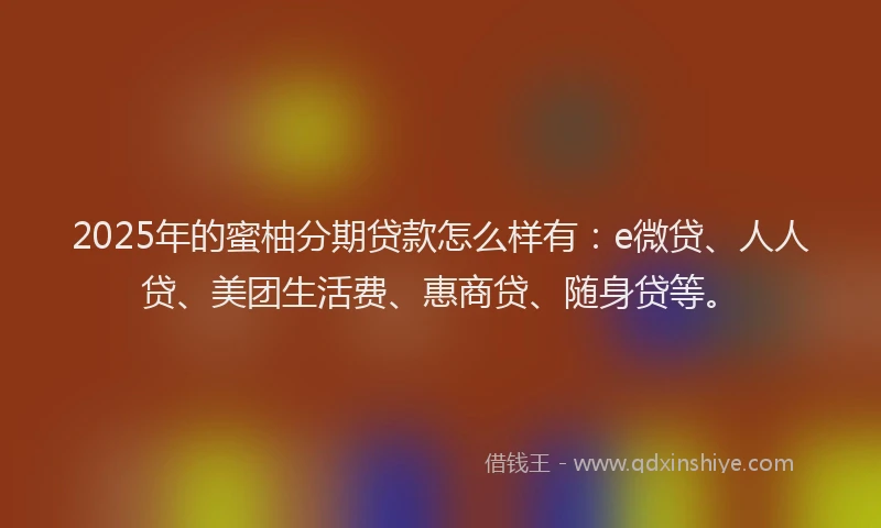 2025年的蜜柚分期贷款怎么样有：e微贷、人人贷、美团生活费、惠商贷、随身贷等。