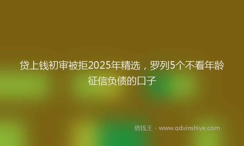 贷上钱初审被拒2025年精选，罗列5个不看年龄征信负债的口子