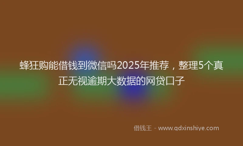 蜂狂购能借钱到微信吗2025年推荐，整理5个真正无视逾期大数据的网贷口子