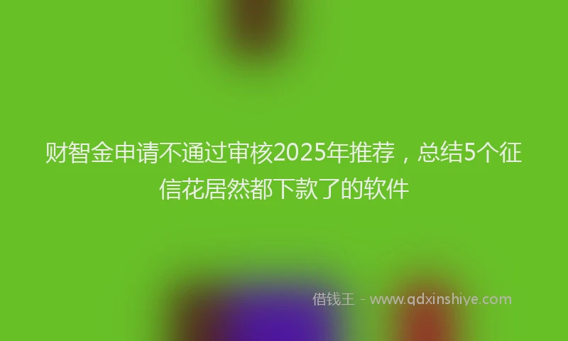 财智金申请不通过审核2025年推荐，总结5个征信花居然都下款了的软件