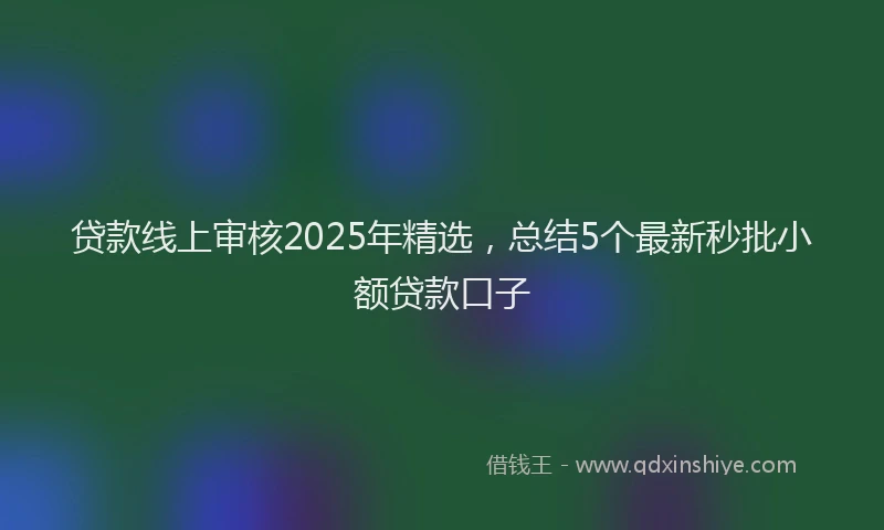 贷款线上审核2025年精选，总结5个最新秒批小额贷款口子