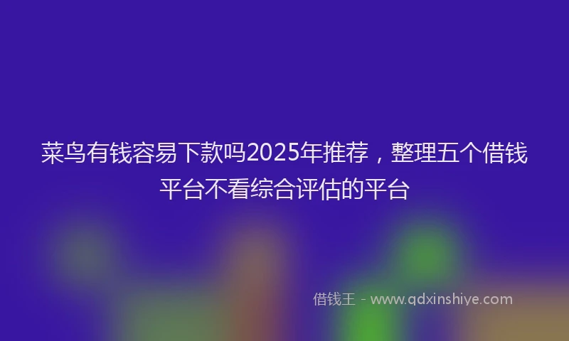菜鸟有钱容易下款吗2025年推荐，整理五个借钱平台不看综合评估的平台