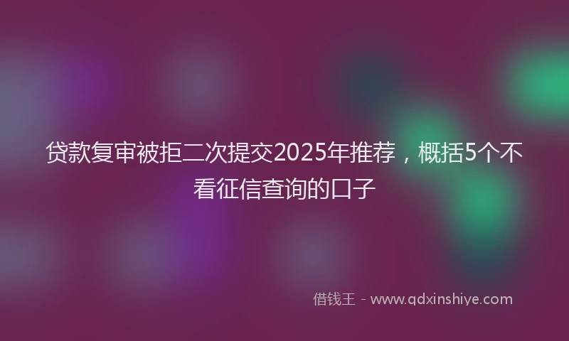 贷款复审被拒二次提交2025年推荐，概括5个不看征信查询的口子