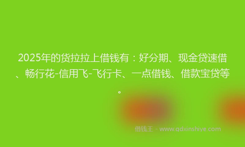 2025年的货拉拉上借钱有：好分期、现金贷速借、畅行花-信用飞-飞行卡、一点借钱、借款宝贷等。