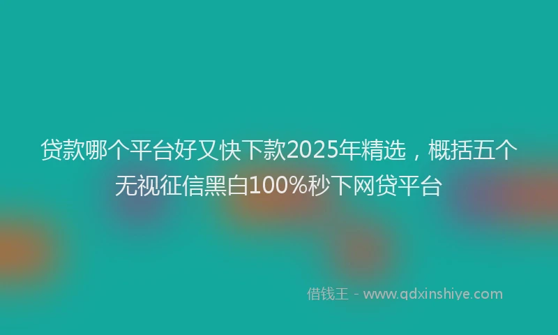 贷款哪个平台好又快下款2025年精选，概括五个无视征信黑白100%秒下网贷平台