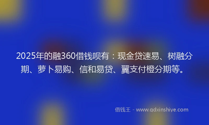 2025年的融360借钱呗有：现金贷速易、树融分期、萝卜易购、信和易贷、翼支付橙分期等。