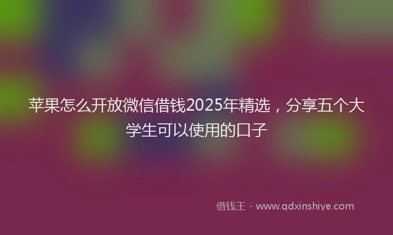 苹果怎么开放微信借钱2025年精选，分享五个大学生可以使用的口子