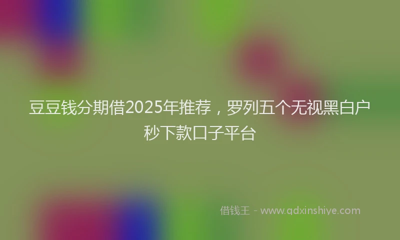 豆豆钱分期借2025年推荐，罗列五个无视黑白户秒下款口子平台