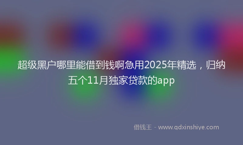 超级黑户哪里能借到钱啊急用2025年精选，归纳五个11月独家贷款的app
