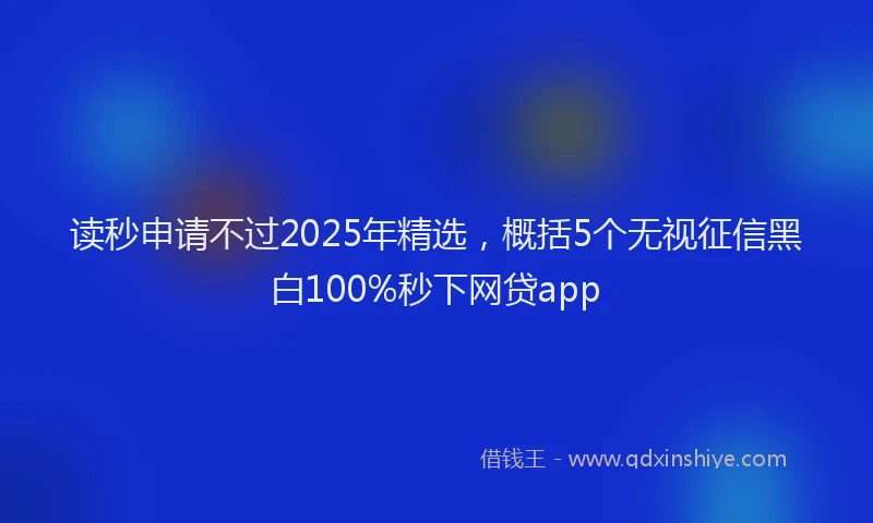 读秒申请不过2025年精选，概括5个无视征信黑白100%秒下网贷app