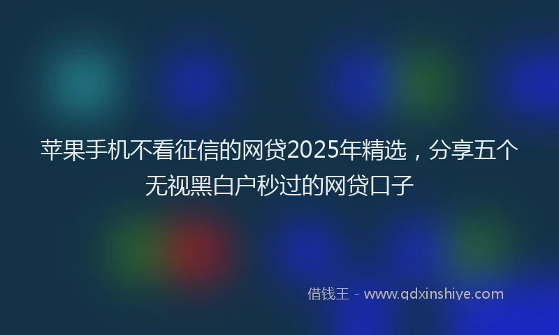 苹果手机不看征信的网贷2025年精选，分享五个无视黑白户秒过的网贷口子