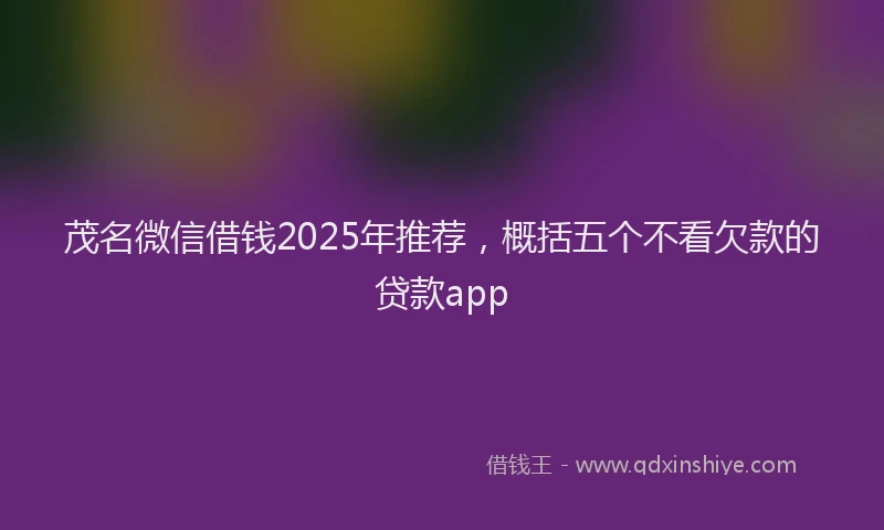 茂名微信借钱2025年推荐，概括五个不看欠款的贷款app