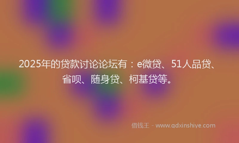 2025年的贷款讨论论坛有：e微贷、51人品贷、省呗、随身贷、柯基贷等。