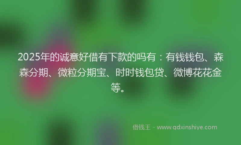 2025年的诚意好借有下款的吗有：有钱钱包、森森分期、微粒分期宝、时时钱包贷、微博花花金等。
