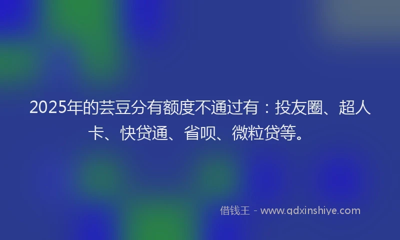2025年的芸豆分有额度不通过有：投友圈、超人卡、快贷通、省呗、微粒贷等。