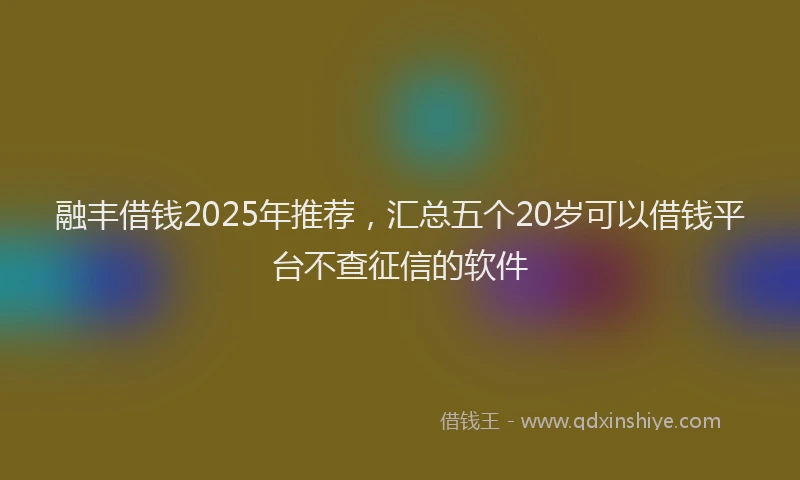 融丰借钱2025年推荐，汇总五个20岁可以借钱平台不查征信的软件