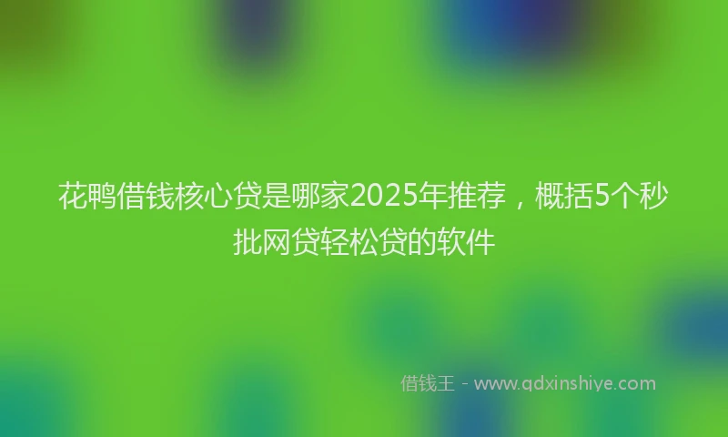 花鸭借钱核心贷是哪家2025年推荐，概括5个秒批网贷轻松贷的软件