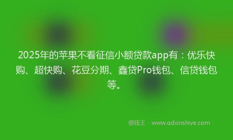 2025年的苹果不看征信小额贷款app有：优乐快购、超快购、花豆分期、鑫贷Pro钱包、信贷钱包等。