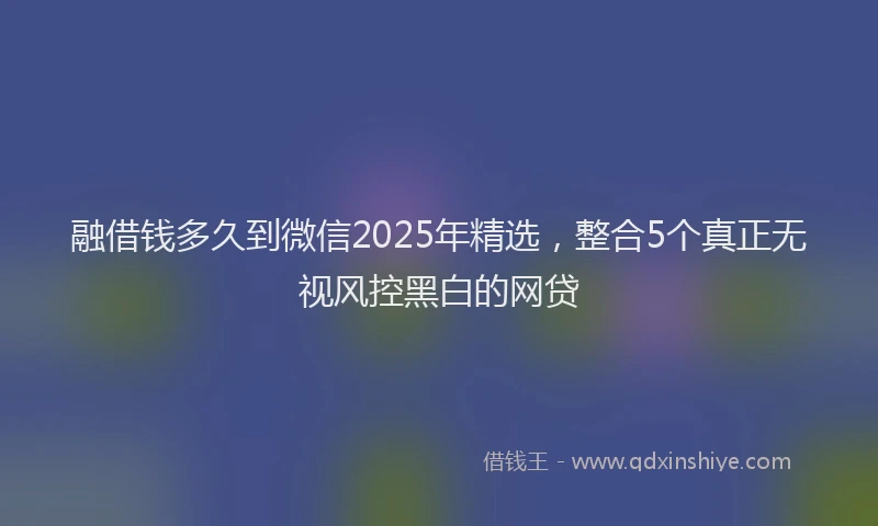 融借钱多久到微信2025年精选，整合5个真正无视风控黑白的网贷