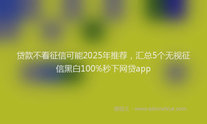 贷款不看征信可能2025年推荐，汇总5个无视征信黑白100%秒下网贷app