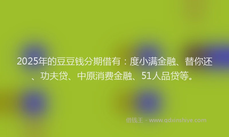 2025年的豆豆钱分期借有：度小满金融、替你还、功夫贷、中原消费金融、51人品贷等。