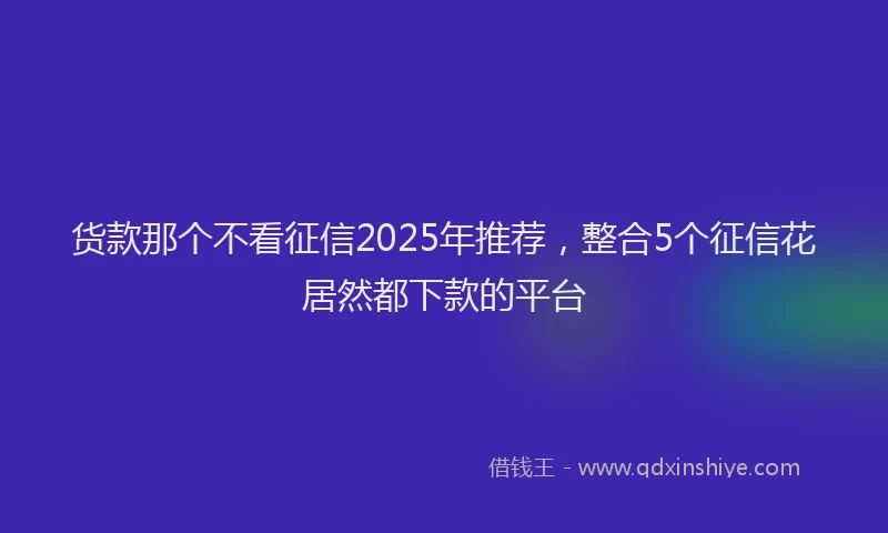 货款那个不看征信2025年推荐，整合5个征信花居然都下款的平台
