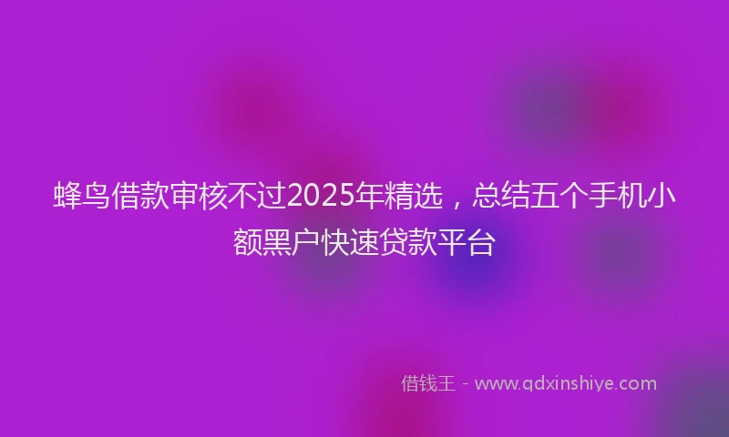 蜂鸟借款审核不过2025年精选，总结五个手机小额黑户快速贷款平台