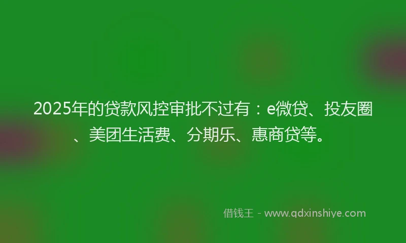 2025年的贷款风控审批不过有：e微贷、投友圈、美团生活费、分期乐、惠商贷等。