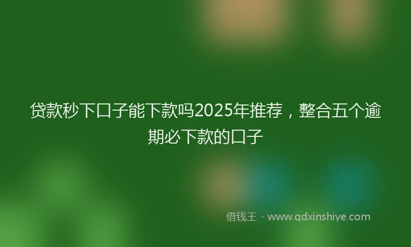 贷款秒下口子能下款吗2025年推荐，整合五个逾期必下款的口子