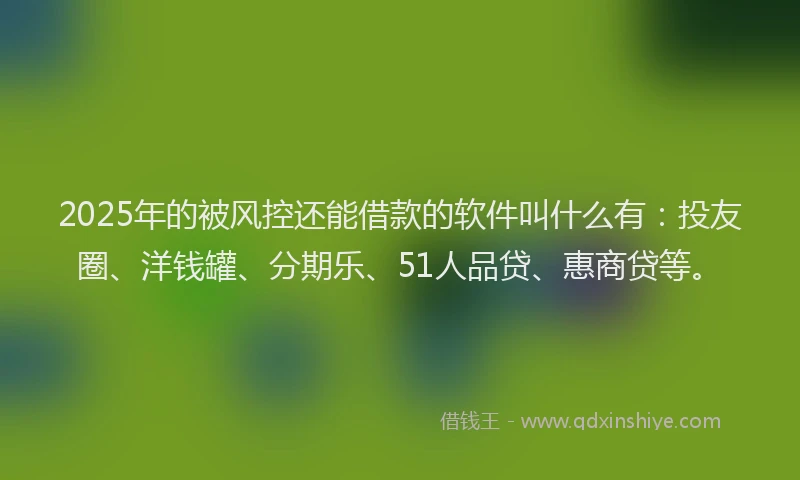 2025年的被风控还能借款的软件叫什么有：投友圈、洋钱罐、分期乐、51人品贷、惠商贷等。