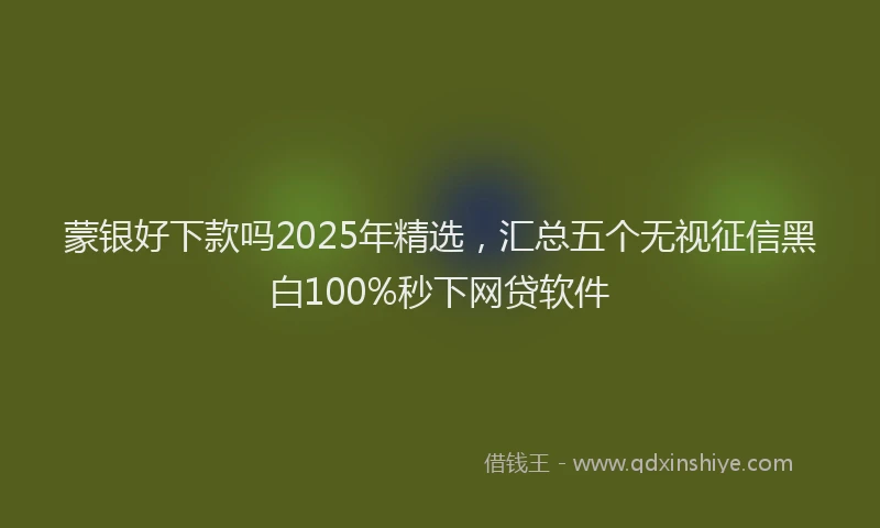 蒙银好下款吗2025年精选，汇总五个无视征信黑白100%秒下网贷软件
