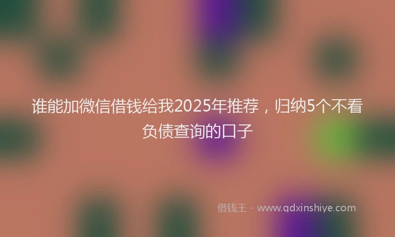 谁能加微信借钱给我2025年推荐，归纳5个不看负债查询的口子
