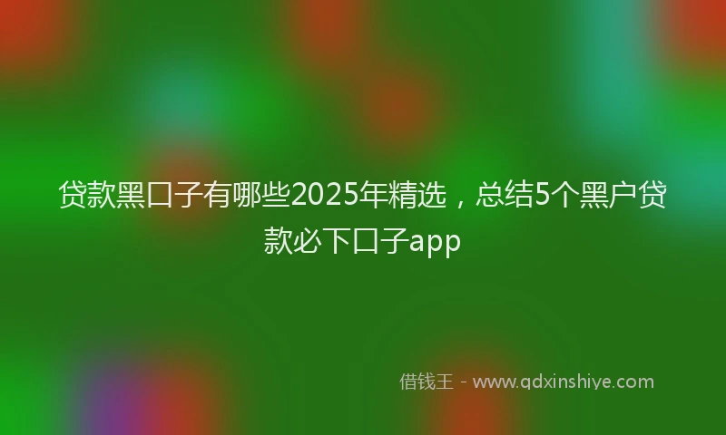 贷款黑口子有哪些2025年精选，总结5个黑户贷款必下口子app