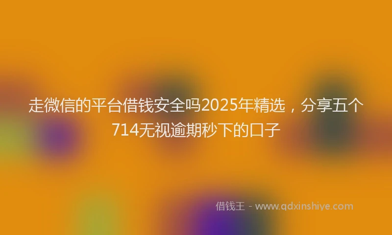走微信的平台借钱安全吗2025年精选，分享五个714无视逾期秒下的口子