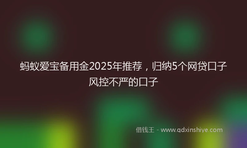 蚂蚁爱宝备用金2025年推荐，归纳5个网贷口子风控不严的口子